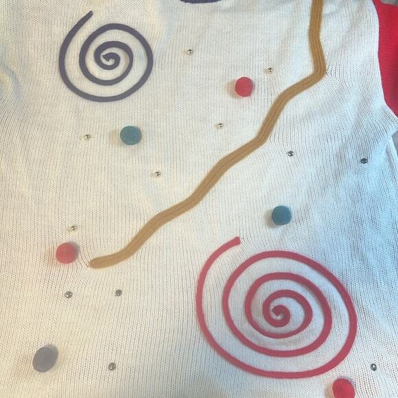 Vintage Croquet Club Plus Acrylic Fun 3D Embellished Pullover Sweater Womens 18W - Picture 4 of 5